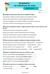 Les compléments de verbe (COD, le COI et le COS) - Exercices de grammaire : Primaire 5 - PDF à imprimer
