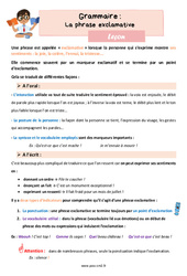 La phrase exclamative - Cours, Leçon de grammaire : Primaire 5 - PDF à imprimer