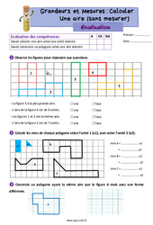 Calculer une aire (sans mesure) - Évaluation de grandeurs et mesures : Primaire 5 - PDF à imprimer