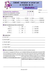 Multiplier par un multiple de 10 (10, 100, 1 000, …, 20, 200, …, 30, 300, …) - Évaluation de calcul : Primaire 5 - PDF à imprimer
