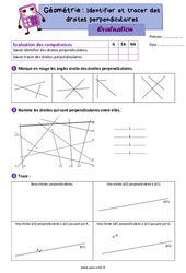 Identifier et tracer des droites perpendiculaires - Évaluation de géométrie : Primaire 5 - PDF à imprimer