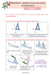 Identifier et tracer des droites perpendiculaires - Cours, Leçon de géométrie : Primaire 5 - PDF à imprimer