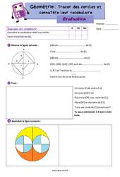 Tracer des cercles et connaître leur vocabulaire - Évaluation de géométrie : Primaire 5 - PDF à imprimer