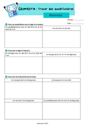 Tracer des quadrilatères - Exercices de géométrie : Primaire 5 - PDF à imprimer