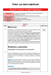 Découvrir le monde - Les aimants - Séquence complète : Maternelle 1 - PDF à imprimer