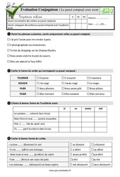 Le passé composé avec avoir - Examen Evaluation- Fiches QCM - Quiz : Primaire 4 - PDF à imprimer