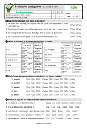 L’accord du verbe - Examen Evaluation- Fiches QCM - Quiz  : Primaire 3 - PDF à imprimer