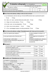 Les homophones lexicaux - Fiches sans/sang/cent/s’en/c’en/sens/sent - Fiches  - Examen Evaluation- Fiches QCM - Quiz : Primaire 5 - PDF à imprimer