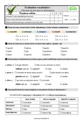 Chercher un mot dans le dictionnaire - Examen Evaluation- Fiches QCM - Quiz : Primaire 5 - PDF à imprimer