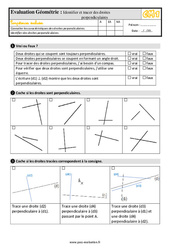 Identifier et tracer des droites perpendiculaires - Examen Evaluation- Fiches QCM - Quiz  : Primaire 4 - PDF à imprimer