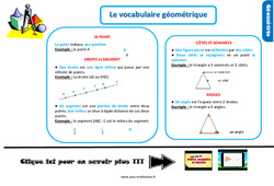 Le vocabulaire géométrique - Examen Evaluation et bilan avec la correction : Primaire 2 - PDF à imprimer