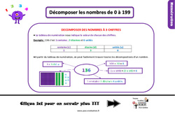 Décomposer des nombres de 0 à 199 - Bilan, évaluation avec la correction : Primaire 2 - PDF à imprimer