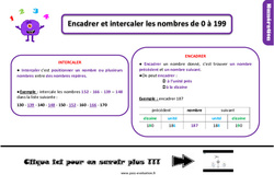 Evaluation et bilan sur encadrer et intercaler les nombres de 0 à 199 : Primaire 2 - PDF à imprimer