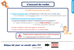 Evaluation et bilan sur l’accord du verbe : Primaire 3 - PDF à imprimer