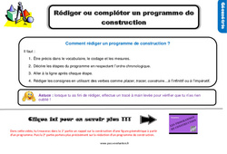 Evaluation et bilan sur rédiger ou compléter un programme de construction : Primaire 5 - PDF à imprimer