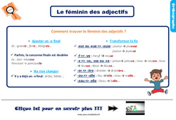 Evaluation sur le féminin des adjectifs - Bilan  : Primaire 3 - PDF à imprimer