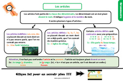 Les articles - Examen Evaluation et bilan  avec le corrigé : Primaire 4 - PDF à imprimer