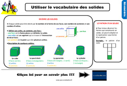 Bilan  sur utiliser le vocabulaire des solides - Examen Evaluation avec la correction : Primaire 3 - PDF à imprimer