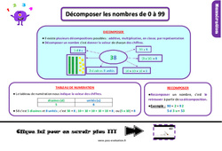 Décomposer les nombres de 0 à 99 - Examen Evaluation et bilan avec le corrigé : Primaire 2 - PDF à imprimer