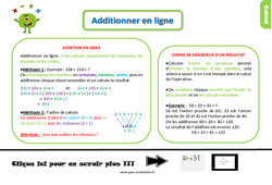 Additionner en ligne - Examen Evaluation et bilan avec le corrigé : Primaire 2 - PDF à imprimer