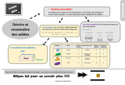 Evaluation avec le corrigé - Reconnaitre et décrire les solides - Bilan  : Primaire 5 - PDF à imprimer
