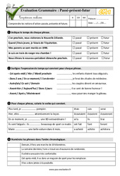 Passé, présent, futur - Examen Evaluation- Fiches QCM - Quiz : Primaire 4 - PDF à imprimer