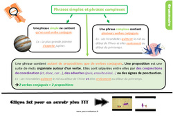 Evaluation avec le corrigé sur les phrases simples et phrases complexes : Primaire 5 - PDF à imprimer