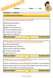 Identifier des phrases interrogatives - Examen Evaluation progressive  : Primaire 5 - PDF à imprimer