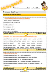 Identifier des phrases exclamatives - Examen Evaluation progressive : Primaire 5 - PDF à imprimer