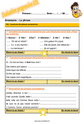Comment construire des phrases exclamatives - Examen Evaluation progressive avec le corrigé : Primaire 5 - PDF à imprimer