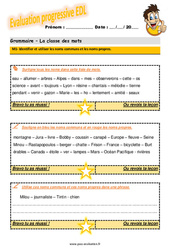 Identifier et utiliser les noms communs et les noms propres - Examen Evaluation progressive : Primaire 4 - PDF à imprimer