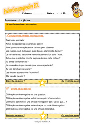 Identifier des phrases interrogatives - Examen Evaluation progressive : Primaire 4 - PDF à imprimer