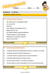 Identifier des phrases injonctives - Examen Evaluation progressive  : Primaire 4 - PDF à imprimer
