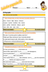 Ecrire les mots invariables - Examen Evaluation progressive : Primaire 5 - PDF à imprimer