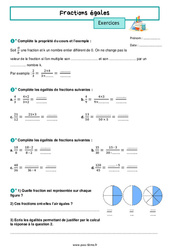 Fractions égales - Exercices de : Primaire 6 - PDF à imprimer
