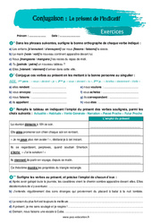 Le présent de l'indicatif - Exercices avec les corrigés : Secondaire 1 - PDF à imprimer