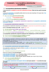 Les propositions subordonnées complétives - Cours : Secondaire 1 - PDF à imprimer