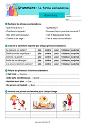 La forme exclamative - Exercices de grammaire : Primaire 2 - PDF à imprimer