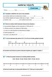 Les nombres relatifs - Exercices avec les corrigés : Secondaire 1 - PDF à imprimer