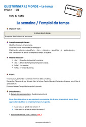 Semaine - Emploi du temps - Fiche de préparation : Primaire 3 - PDF à imprimer