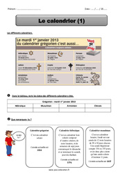 Calendrier - Exercices : Primaire 3 - PDF à imprimer