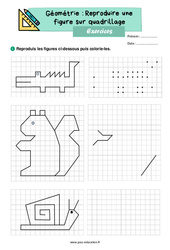 Reproduire une figure sur quadrillage - Exercices de géométrie : Primaire 2 - PDF à imprimer