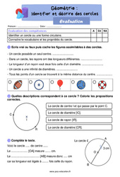 Identifier et décrire des cercles - Évaluation : Primaire 2 - PDF à imprimer