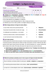 Figures de style - Examen Evaluation avec la correction : Secondaire 1 - PDF à imprimer