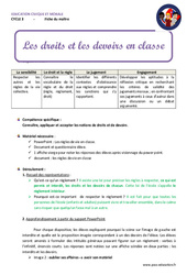Droits et devoirs en classe - Fiche de préparation : Primaire 4, 5 - PDF à imprimer