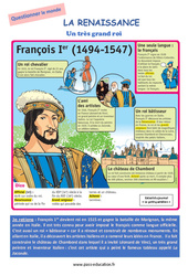 La renaissance (Un très grand roi) - Lecture documentaire : Primaire 2, 3 - PDF à imprimer