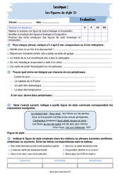 Les figures de style (1) - Examen Evaluation avec la correction : Secondaire 2 - PDF à imprimer