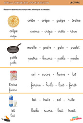 Retrouve et entoure chaque mot identique au modèle - Chandeleur - Discrimination visuelle : Maternelle 2 - PDF à imprimer