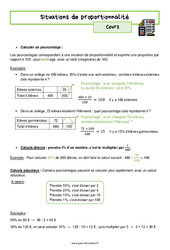 Situations de proportionnalité - Cours : Secondaire 2 - PDF à imprimer