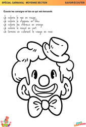 Carnaval - Savoir écouter : Maternelle 1 - PDF à imprimer